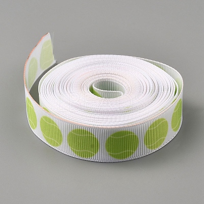 5 Yards Tennis Print Polyester Grosgrain Ribbon OCOR-WH0085-64D-1