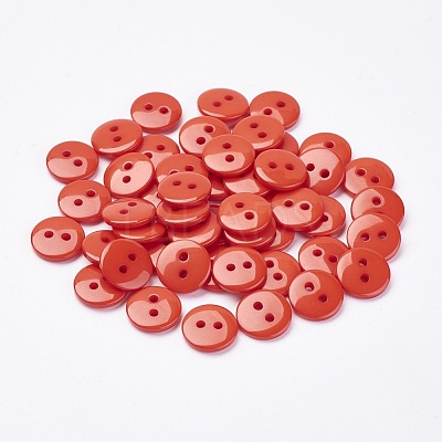 2-Hole Flat Round Resin Sewing Buttons for Costume Design BUTT-E119-14L-08-1