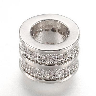 Brass Micro Pave Cubic Zirconia European Beads ZIRC-F062-11P-1