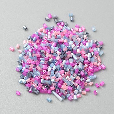 Opaque Colours Glass Hexagon Bugle Beads GLAA-TAC0005-008C-1