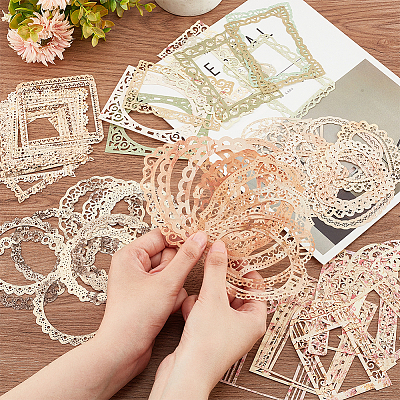 12Sets 6 Styles Lace Frame Scrapbook Paper Pad DIY-CP0008-90-1