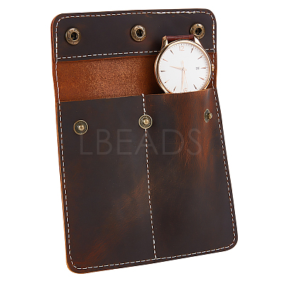 Square Portable Leather Single Watch Pouch Storage Bags ABAG-WH0047-09-1