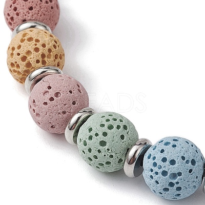 Dyed Natural Lava Rock Round Braided Bead Bracelets BJEW-JB09907-1