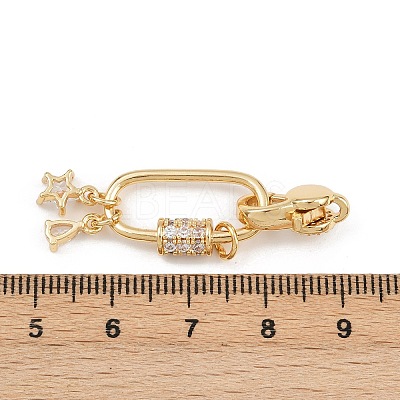 Brass Micro Pave Clear Cubic Zirconia Lobster Claw Clasps KK-U059-56G-1