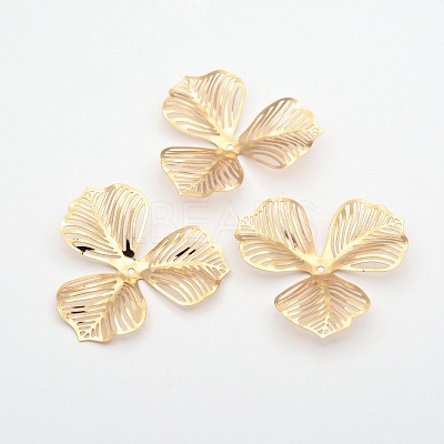 3-Petal Flower Rack Plating Iron Bead Caps IFIN-D071-1