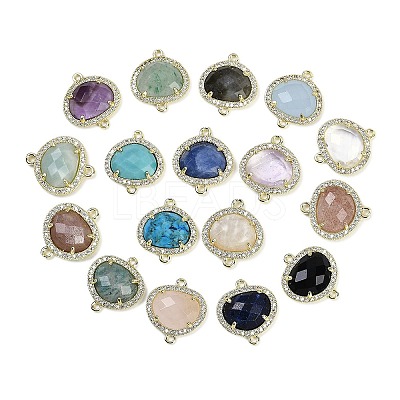 Natural Mixed Gemstone Faceted Oval Links G-B126-01G-1