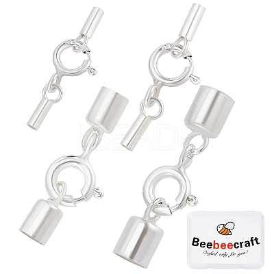 4 Sets 4 Size 925 Sterling Silver Spring Ring Clasps STER-BBC0001-44-1