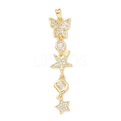 Tassel Brass Micro Pave Clear Cubic Zirconia Pendants KK-L271-01G-02-1