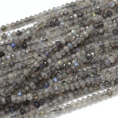 Natural Labradorite Rondelle Bead Strands G-O095-05-A-1