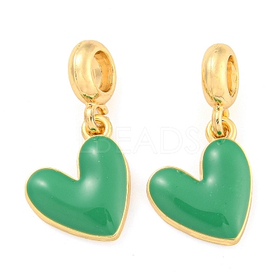 Rack Plating Alloy Enamel Heart European Dangle Charms FIND-B034-20G-03-1