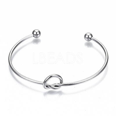 Tarnish Resistant 304 Stainless Steel Love Knot Cuff Bangle Making X-MAK-S073-001P-1