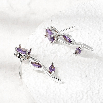 Brass Micro Pave Cubic Zirconia Stud Earrings KK-CBA8324-20P-1