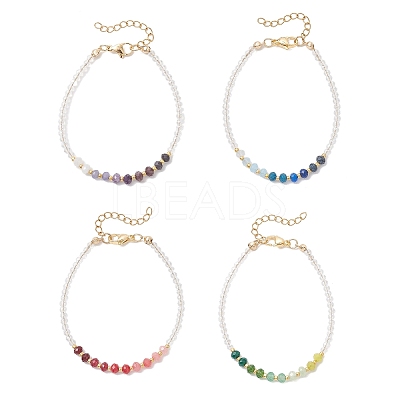 4Pcs Dyed Natural Malaysia Jade & Glass Beaded Bracelets for Women BJEW-JB13076-1