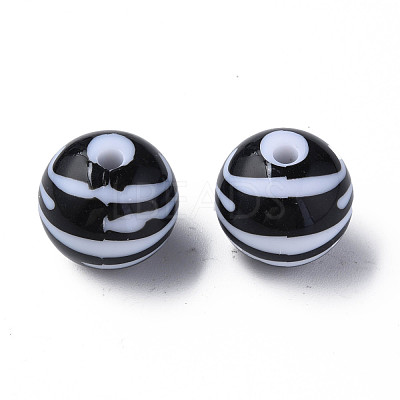 Opaque Striped Acrylic Beads MACR-S373-27B-10-1
