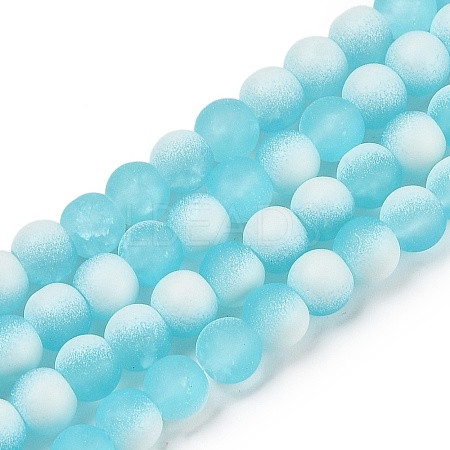 Frosted Crackle Glass Beads Strands GLAA-U001-8mm-M08-1