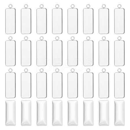 30Pcs 304 Stainless Steel Pendant Cabochon Settings STAS-UN0063-45-1