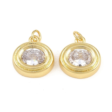 Brass Pave Clear Cubic Zirconia Pendants KK-CBA56EF-35A-G-01-1