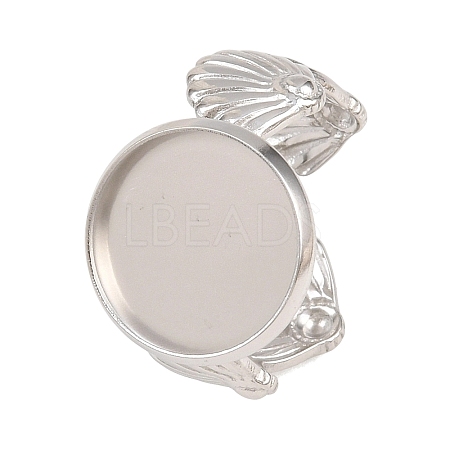 Shell Shape 304 Stainless Steel Cuff Ring Components SA-CBA098D-03P-D-1