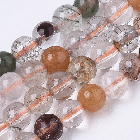 Natural Rutilated Quartz Beads Strands G-R462-044-1