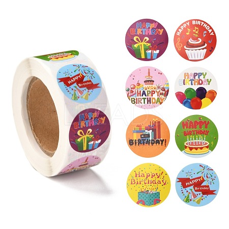 Birthday Themed Pattern Self-Adhesive Stickers DIY-E023-08K-1