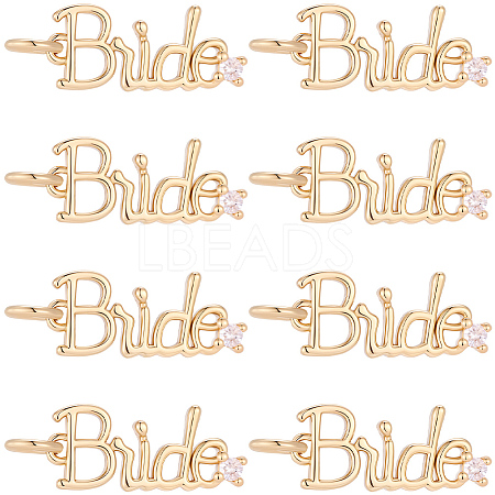 8Pcs Rack Plating Brass Micro Pave Clear Cubic Zirconia Pendants KK-BBC0029-15-1