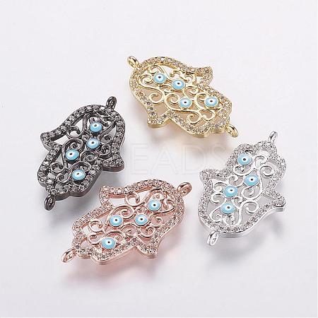 Brass Micro Pave Cubic Zirconia Links ZIRC-E114-06-1