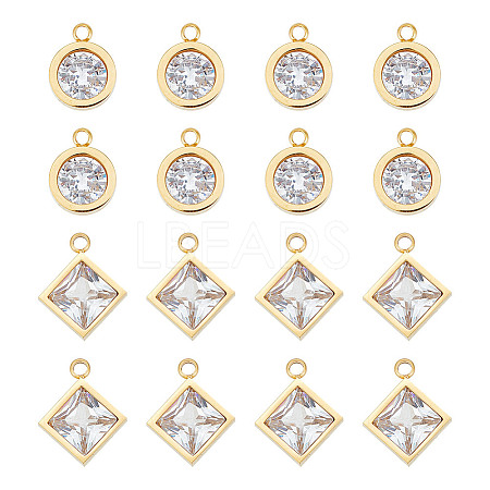 Unicraftale 16Pcs 4 Style 304 Stainless Steel Rhinestone Charms STAS-UN0055-94-1