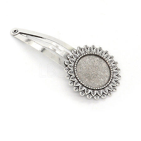 Alloy Snap Hair Clip with Blank Round Trays PW-WG38295-05-1