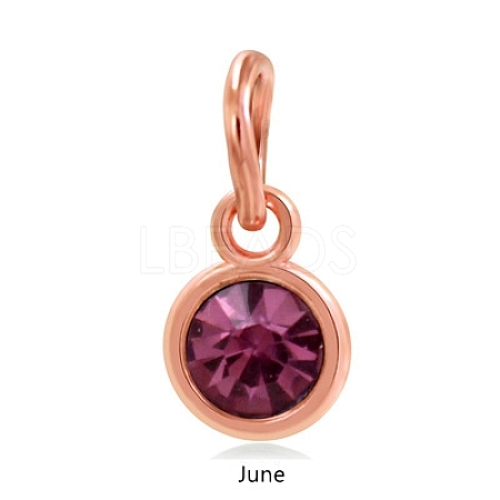 Rose Gold Plated Alloy Glass Rhinestone Charms PALLOY-TAC0016-A06-RG-1