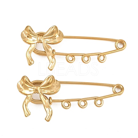 Bowknot 304 Stainless Steel Safety Pins Brooch Findings SA-CBA098D-12C-G-1