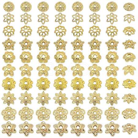 100Pcs 10 Styles Brass Bead Caps KK-CJ0002-08-1