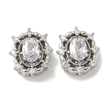 Brass Micro Pave Cubic Zirconia Beads KK-K378-06P-1