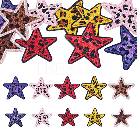 10Pcs 10 Styles Polyester Leopard Print Embroidery Cloth Iron on/Sew on Patches PATC-TA0001-58-1