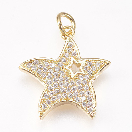 Brass Micro Pave Cubic Zirconia Pendants ZIRC-F080-14G-1