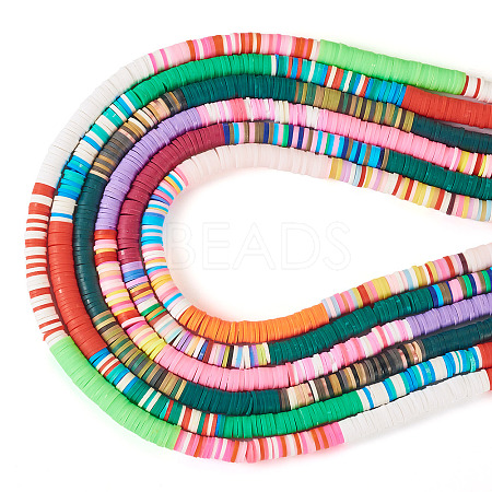 6 Strands 6 Colors Handmade Polymer Clay Bead Strands CLAY-TA0001-39-1