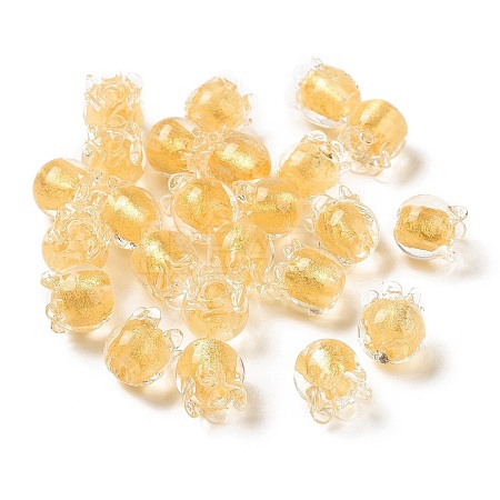 Handmade Gold Foil Lampwork Glass Beads X1-LAMP-G158-02A-1