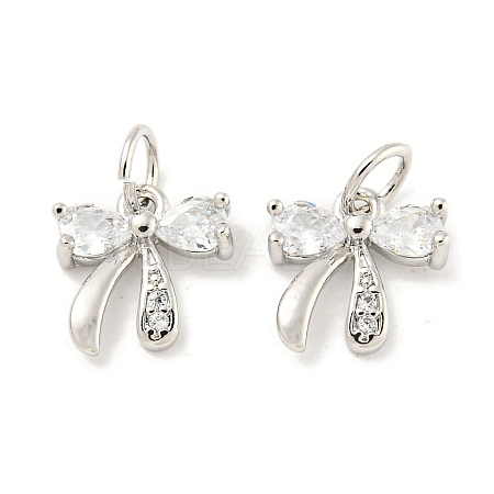 Rack Plating Brass Micro Pave Clear Cubic Zirconia Pendants KK-B093-01B-P-1