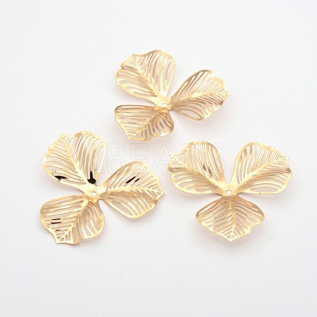 3-Petal Flower Rack Plating Iron Bead Caps IFIN-D071-1