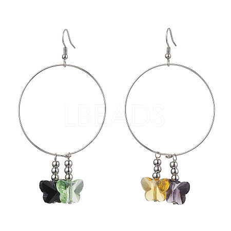 Butterfly Glass Dangle Earrings EJEW-JE05836-1