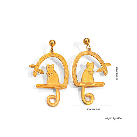304 Stainless Steel Stud Dangle Earrings WG8A128-01-1