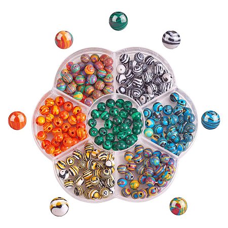 280Pcs 7 Colors Synthetic Malachite Beads G-SZ0001-98B-1