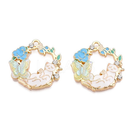 Rack Plating Alloy Enamel Pendants ENAM-N056-372KCG-02-1