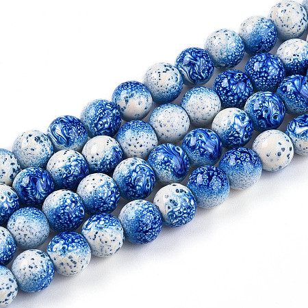 Transparent Baking Paint Glass Beads Strands DGLA-N009-8mm-07-1