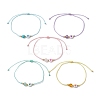 6mm Round Gemstone & Acrylic Enamel Heart Braided Bead Bracelets for Women BJEW-JB10773-4