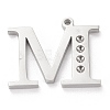 Tarnish Resistant 304 Stainless Steel Letter Pendant Rhinestone Settings STAS-J028-01M-1