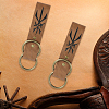 Rectangle PU Leather Medieval Belt Pendant. with Alloy Ring AJEW-CL0004-79-4