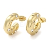 Rack Plating Brass Round with Heart Stud Earrings with Cubic Zirconia EJEW-E290-03G-1