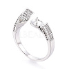 Brass Micro Pave Clear Cubic Zirconia Cuff Ring Settings KK-T076-53P-1