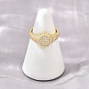 Brass Micro Pave Cubic Zirconia Cuff Rings for Women CU-CBA0A21-04G-2