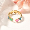 201 Stainless Steel Enamel Open Cuff Ring for Women RJEW-A053-04G-02-2